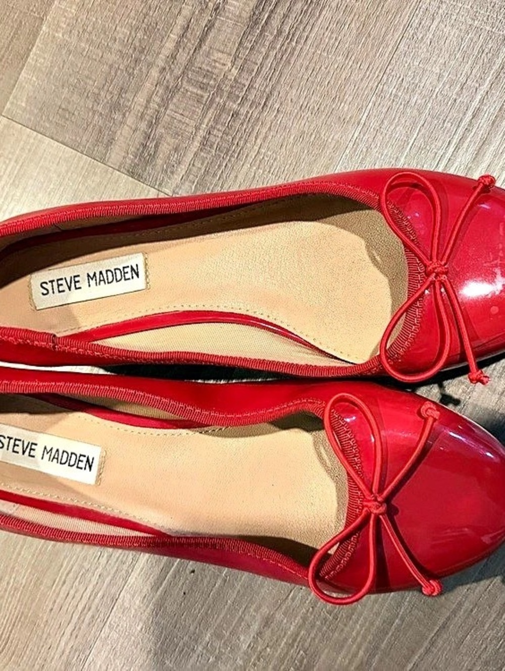 Steve Madden Selma Red Patent Red Bow Flats